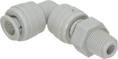 Value Collection - 1/4" Outside Diam, 1/8 NPT, Acetal Push-to-Connect Tube Male Swivel Elbow - 150 Max psi - Exact Tool & Supply