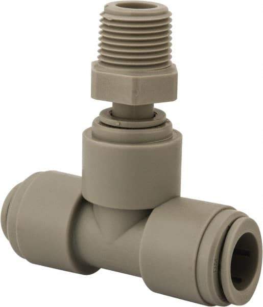 Value Collection - 1/2" Outside Diam, 3/8 NPT, Acetal Push-to-Connect Male Swivel Branch Tee - 150 Max psi - Exact Tool & Supply