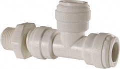 Value Collection - 1/2" Outside Diam, 3/8 NPT, Acetal Push-to-Connect Tube Male Swivel Run Tee - 150 Max psi - Exact Tool & Supply