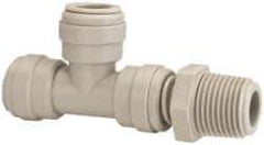 Value Collection - 1/2" Outside Diam, 1/2 NPT, Acetal Push-to-Connect Tube Male Swivel Run Tee - 150 Max psi - Exact Tool & Supply