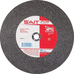 Sait - 10" 36 Grit Aluminum Oxide Cutoff Wheel - 1/8" Thick, 5/8" Arbor, 6,100 Max RPM, Use with Stationary Tools - Exact Tool & Supply