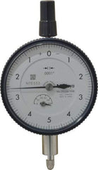 Mitutoyo - 0.05" Range, 0-5-0 Dial Reading, 0.0001" Graduation Dial Drop Indicator - 2-3/16" Dial, 0.01" Range per Revolution, 0.0002" Accuracy, Revolution Counter - Exact Tool & Supply