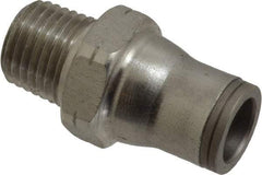 Legris - 3/8" Outside Diam, 1/4 NPT, Stainless Steel Push-to-Connect Male Connector - 435 Max psi, Tube to Male NPT Connection, FKM O-Ring - Exact Tool & Supply