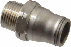 Legris - 1/2" Outside Diam, 3/8 NPT, Stainless Steel Push-to-Connect Male Connector - 435 Max psi, Tube to Male NPT Connection, FKM O-Ring - Exact Tool & Supply