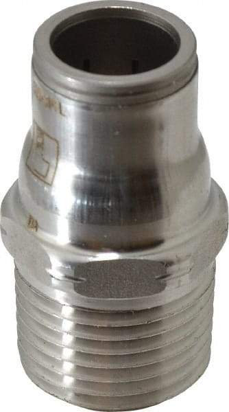 Legris - 1/2" Outside Diam, 1/2 NPT, Stainless Steel Push-to-Connect Male Connector - 435 Max psi, Tube to Male NPT Connection, FKM O-Ring - Exact Tool & Supply