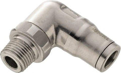 Legris - 10mm Outside Diam, 3/8 BSPT, Stainless Steel Push-to-Connect Male Elbow - 290 Max psi, Tube to Male BSPT Connection, FKM O-Ring - Exact Tool & Supply