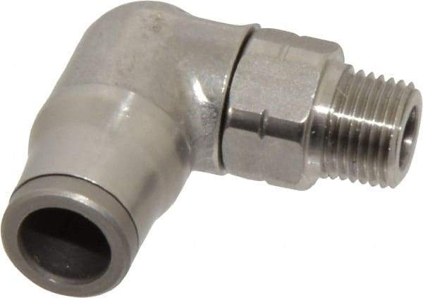 Legris - 5/16" Outside Diam, 1/8 NPT, Stainless Steel Push-to-Connect Male Elbow - 290 Max psi, Tube to Male NPT Connection, FKM O-Ring - Exact Tool & Supply