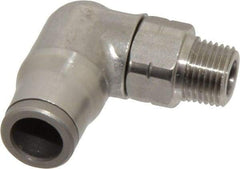 Legris - 5/16" Outside Diam, 1/8 NPT, Stainless Steel Push-to-Connect Male Elbow - 290 Max psi, Tube to Male NPT Connection, FKM O-Ring - Exact Tool & Supply