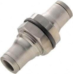 Legris - 5/16" Outside Diam, Stainless Steel Push-to-Connect Bulkhead Union - 435 Max psi, Tube to Tube Connection, FKM O-Ring - Exact Tool & Supply