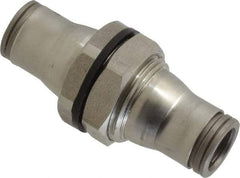 Legris - 3/8" Outside Diam, Stainless Steel Push-to-Connect Bulkhead Union - 435 Max psi, FKM O-Ring, Tube to Tube - Exact Tool & Supply