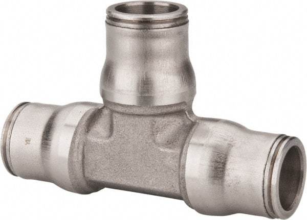 Legris - 1/2" Outside Diam, Stainless Steel Push-to-Connect Union Tee - 435 Max psi, Tube to Tube Connection, FKM O-Ring - Exact Tool & Supply