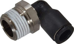 Legris - 5/16" OD, 3/8 NPT, Nylon/Nickel Plated Brass Push-to-Connect Male Elbow - 290 Max psi - Exact Tool & Supply