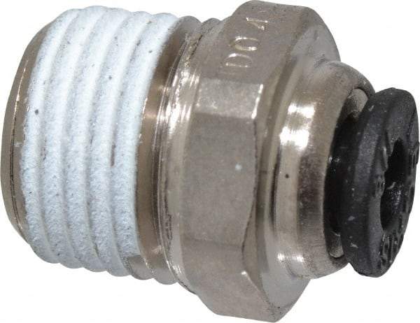 Legris - 3/16" Outside Diam, 1/8 NPT, Nickel Plated Brass Push-to-Connect Tube Male Connector - 290 Max psi, Tube to Male NPT Connection - Exact Tool & Supply