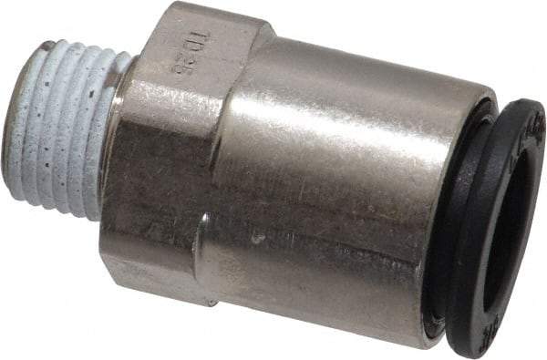Legris - 3/8" Outside Diam, 1/8 NPT, Nickel Plated Brass Push-to-Connect Tube Male Connector - 290 Max psi - Exact Tool & Supply