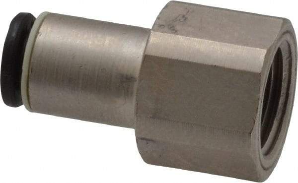 Legris - 5/32" Outside Diam, 1/8 NPT, Nickel Plated Brass Push-to-Connect Tube Female Connector - 290 Max psi - Exact Tool & Supply