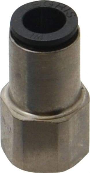 Legris - 1/4" Outside Diam, 1/8 NPT, Nickel Plated Brass Push-to-Connect Tube Female Connector - 290 Max psi - Exact Tool & Supply