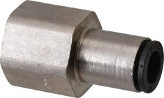 Legris - 1/4" Outside Diam, 1/4 NPT, Nickel Plated Brass Push-to-Connect Tube Female Connector - 290 Max psi - Exact Tool & Supply