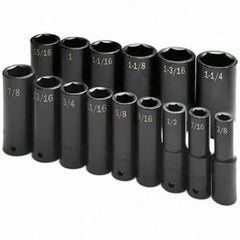 SK - 1/2" Drive Deep Impact Socket Set - 3/8 to 1-1/4", Inch Measurement Standard - Exact Tool & Supply