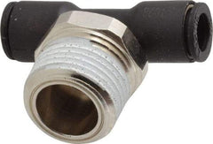 Legris - 1/4" OD, 3/8 NPT, Nylon/Nickel Plated Brass Push-to-Connect Male Branch Tee - 290 Max psi - Exact Tool & Supply