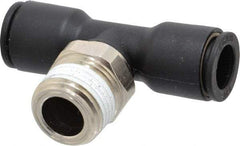 Legris - 3/8" OD, 3/8 NPT, Nylon/Nickel Plated Brass Push-to-Connect Male Branch Tee - 290 Max psi - Exact Tool & Supply