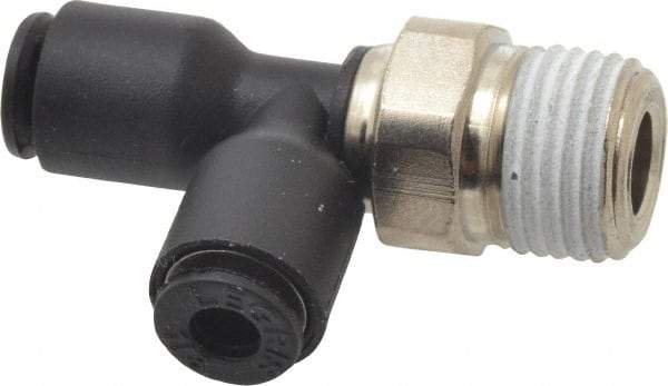 Legris - 1/8" OD, 1/8 NPT, Nylon/Nickel Plated Brass Push-to-Connect Male Run Tee - 290 Max psi - Exact Tool & Supply