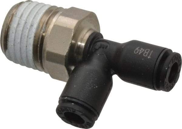 Legris - 5/32" OD, 1/4 NPT, Nylon/Nickel Plated Brass Push-to-Connect Male Run Tee - 290 Max psi - Exact Tool & Supply