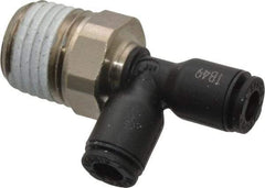 Legris - 5/32" OD, 1/4 NPT, Nylon/Nickel Plated Brass Push-to-Connect Male Run Tee - 290 Max psi - Exact Tool & Supply