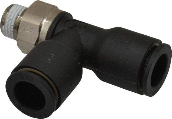 Legris - 3/8" OD, 1/8 NPT, Nylon/Nickel Plated Brass Push-to-Connect Male Run Tee - 290 Max psi - Exact Tool & Supply