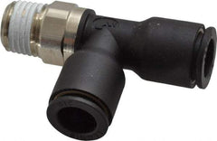 Legris - 3/8" OD, 1/4 NPT, Nylon/Nickel Plated Brass Push-to-Connect Male Run Tee - 290 Max psi - Exact Tool & Supply