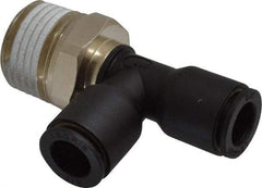 Legris - 3/8" OD, 1/2 NPT, Nylon/Nickel Plated Brass Push-to-Connect Male Run Tee - 290 Max psi - Exact Tool & Supply