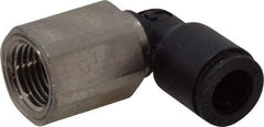 Legris - 1/4" OD, 1/8 NPT, Nylon/Nickel Plated Brass Push-to-Connect Female Elbow - 290 Max psi - Exact Tool & Supply