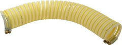 Coilhose Pneumatics - 1/4" ID, 1/4 Thread, 25' Long, Yellow & Natural Nylon Coiled & Self Storing Hose - 185 Max psi, Male Swivel x Male Swivel - Exact Tool & Supply