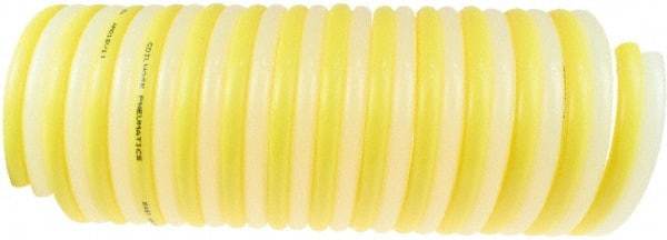 Coilhose Pneumatics - 1/2, 5/16" ID, 50' Long, Yellow & Natural Nylon Coiled & Self Storing Hose - 170 Max psi, No Fittings - Exact Tool & Supply