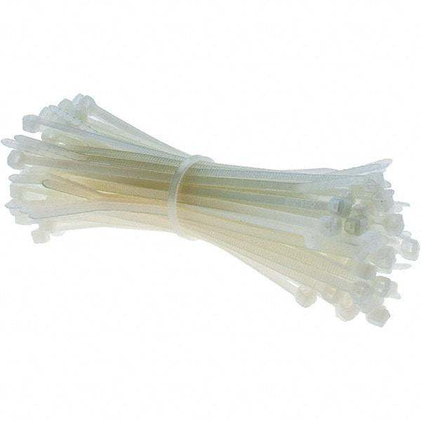 Thomas & Betts - 4" Long Natural (Color) Nylon Standard Cable Tie - 18 Lb Tensile Strength, 1.13mm Thick, 2" Max Bundle Diam - Exact Tool & Supply