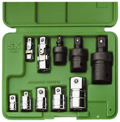 SK - 9 Piece Universal & Socket Adapter Set - 1/4F x 3/8M, 3/8F x 1/4M, 3/8F x 1/2M, 1/2F x 3/8M, 1/2F x 3/4M" 1/4, 3/8 & Impact 1/4, 3/8, 1/2" - Exact Tool & Supply