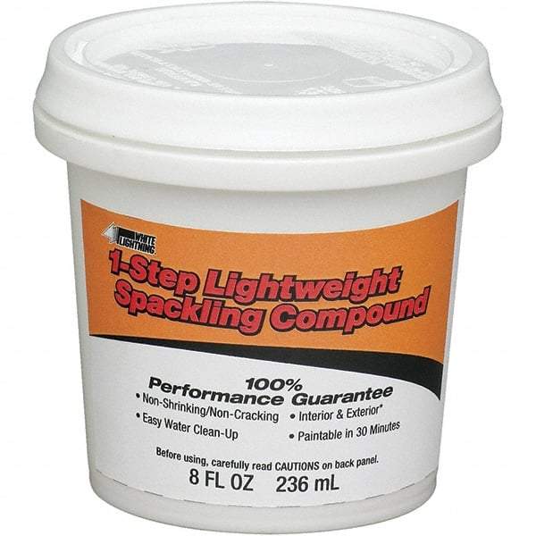 White Lightning - 8 oz Drywall/Plaster Repair - White, 20.1 Sq Ft Coverage, Vinyl Latex - Exact Tool & Supply