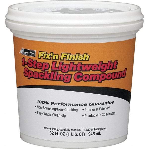 White Lightning - 32 oz Drywall/Plaster Repair - White, 20.1 Sq Ft Coverage, Vinyl Latex - Exact Tool & Supply