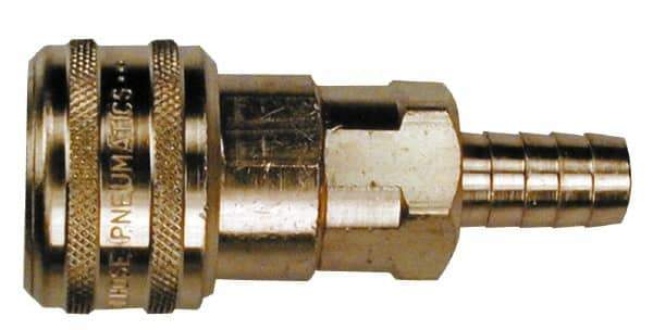 Coilhose Pneumatics - Lock-On Hose Barb Industrial Pneumatic Hose Coupler - Brass, 1/2" Body Diam, 1/2" Hose ID - Exact Tool & Supply
