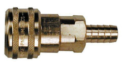 Coilhose Pneumatics - Lock-On Hose Barb Industrial Pneumatic Hose Coupler - Brass, 1/2" Body Diam, 1/2" Hose ID - Exact Tool & Supply