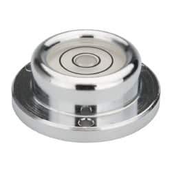Geier & Bluhm, Inc. - 1-7/16 Inch Base Diameter x 0.52 Inch Overall Height, 2 Circles, Brass Bull's Eye Circular Level - 7.00mm Vial Diameter, 3/4 Inch Inner Diameter, 0.12 Inch Mounting Hole Diameter, 24 min Sensitivity, -40 to 165°F - Exact Tool & Supply
