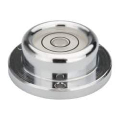 Geier & Bluhm, Inc. - 1-7/16 Inch Base Diameter x 0.52 Inch Overall Height, 2 Circles, Brass Bull's Eye Circular Level - 7.00mm Vial Diameter, 3/4 Inch Inner Diameter, 0.12 Inch Mounting Hole Diameter, 24 min Sensitivity, -40 to 165°F - Exact Tool & Supply