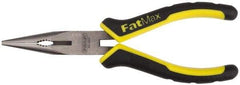 Stanley - 8" OAL, 2-15/16" Jaw Length x 11/16" Jaw Width, Long Nose Side Cutting Pliers - Serrated Jaw, Standard Head, Bi-Material Cushion Grip Handles - Exact Tool & Supply