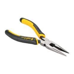 Stanley - 6-1/2" OAL, 2" Jaw Length x 11/16" Jaw Width, Long Nose Side Cutting Pliers - Serrated Jaw, Standard Head, Bi-Material Cushion Grip Handles - Exact Tool & Supply
