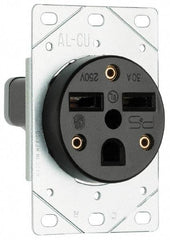 Pass & Seymour - 125/250 VAC, 50 Amp, 14-50R NEMA Configuration, Brown, Industrial Grade, Self Grounding Single Receptacle - 1 Phase, 3 Poles, 4 Wire, Flush Mount - Exact Tool & Supply