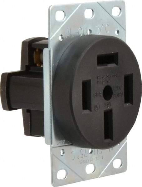 Pass & Seymour - 120/208 VAC, 60 Amp, 18-60R NEMA Configuration, Brown, Industrial Grade, Ungrounded Single Receptacle - 1 Phase, 4 Poles, 4 Wire, Flush Mount - Exact Tool & Supply