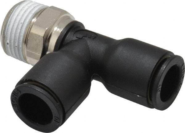 Legris - 10mm OD, 3/8 BSPT, Nylon/Nickel Plated Brass Push-to-Connect Male Run Tee - 290 Max psi - Exact Tool & Supply