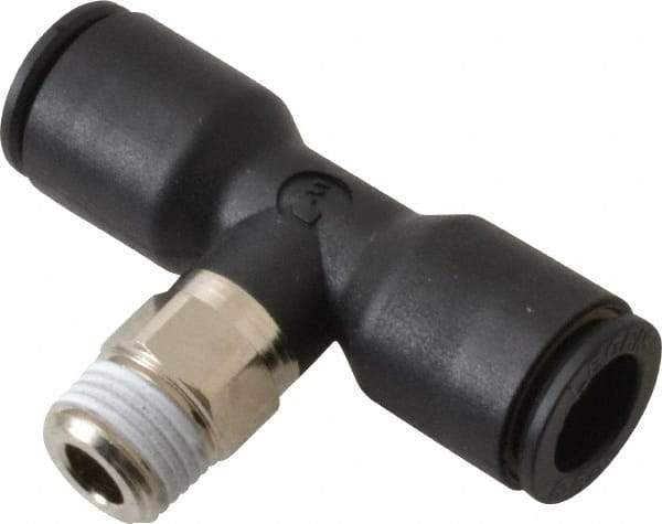 Legris - 5/16" OD, 1/8 BSPT, Nylon/Nickel Plated Brass Push-to-Connect Male Branch Tee - 290 Max psi - Exact Tool & Supply