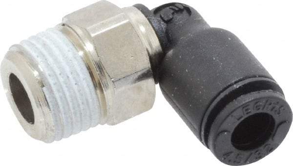 Legris - 5/32" OD, 1/8 BSPT, Nylon/Nickel Plated Brass Push-to-Connect Male Elbow - 290 Max psi - Exact Tool & Supply