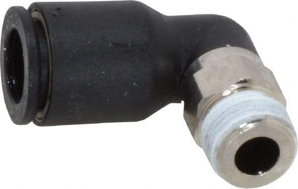 Legris - 5/16" OD, 1/8 BSPT, Nylon/Nickel Plated Brass Push-to-Connect Male Elbow - 290 Max psi - Exact Tool & Supply