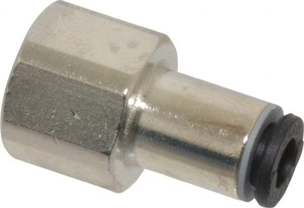 Legris - 4mm Outside Diam, 1/8 BSPP, Nickel Plated Brass Push-to-Connect Tube Female Connector - 290 Max psi - Exact Tool & Supply